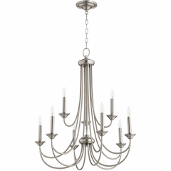 Quorum Brooks 9-LT Candle Chandelier - Satin Nickel - 6250-9-65