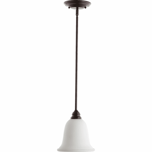 Quorum Bryant 1-LT Pendant - Oiled Bronze W/ Satin Opal - 3154-186