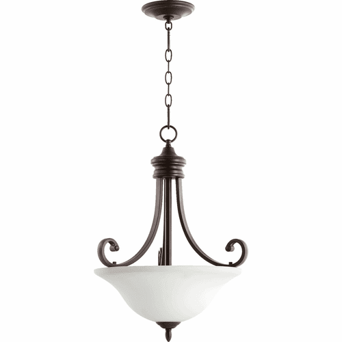 Quorum Bryant 3-LT Pendant - Oiled Bronze W/ Satin Opal - 8154-3-186