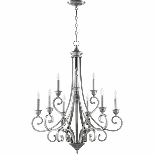 Quorum Bryant 9-LT Candle Chandelier - Classic Nickel - 6054-9-64