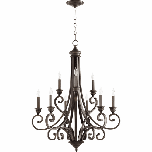 Quorum Bryant 9-LT Candle Chandelier - Oiled Bronze - 6054-9-86