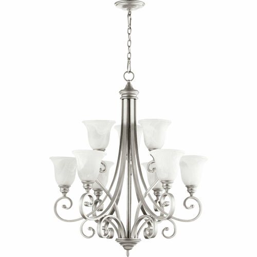 Quorum Bryant 9-LT Chandelier - Classic Nickel - 6154-9-64