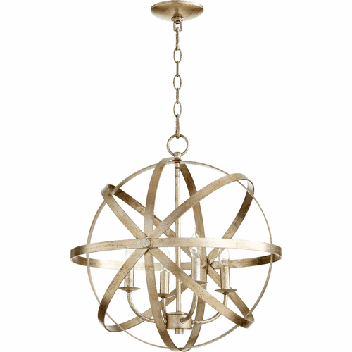 Quorum Celeste 4-LT Sphere Chandelier - Aged Silver Leaf - 6009-4-60