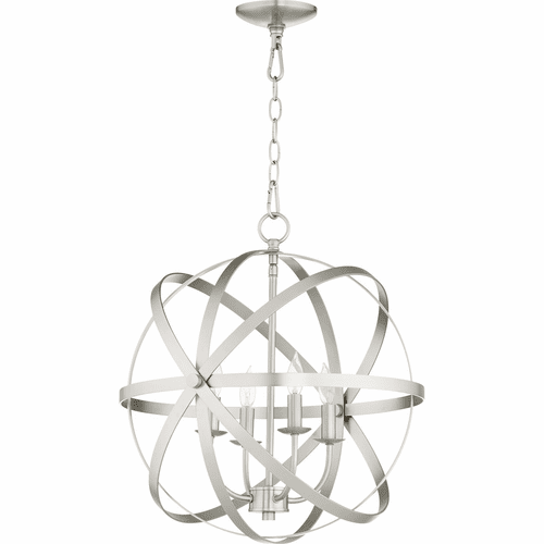 Quorum Celeste 4-LT Sphere Chandelier - Satin Nickel - 6009-4-65