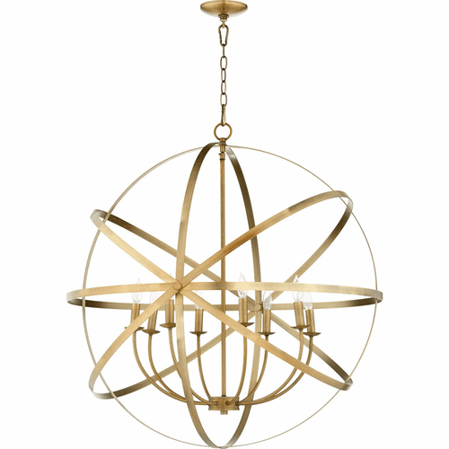 Quorum Celeste 8-LT Sphere Chandelier - Aged Brass - 6009-8-80