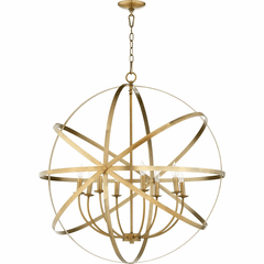 Quorum Celeste 8-LT Sphere Chandelier - Aged Brass - 6009-8-80