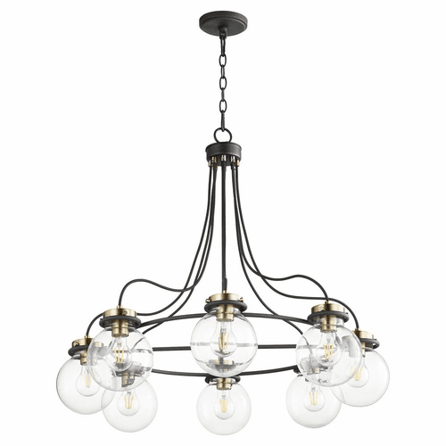 Quorum Centauri 8-LT Chandelier - Noir w/Aged Brass - 638-8-69