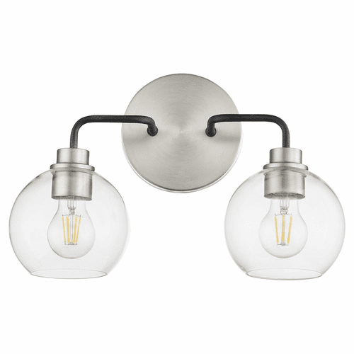 Quorum Clarion 2-LT Bath Vanity Light - Noir w/ Satin Nickel - 572-2-6965
