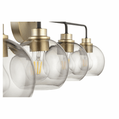 Quorum Clarion 4-LT Bath Vanity Light - Noir w/ Aged Brass - 572-4-6980