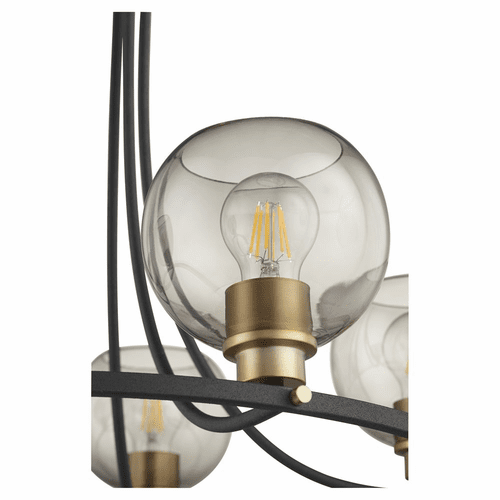 Quorum Clarion 5-LT Chandelier - Noir w/ Aged Brass - 672-5-6980