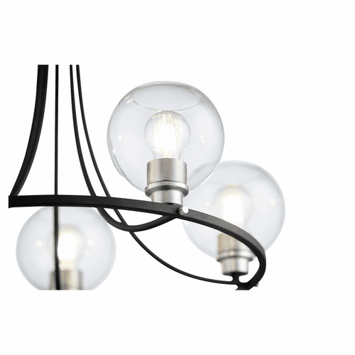 Quorum Clarion 5-LT Chandelier - Noir w/ Satin Nickel - 672-5-6965