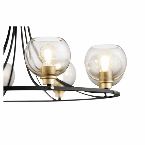 Quorum Clarion 8-LT Chandelier - Noir w/ Aged Brass - 672-8-6980