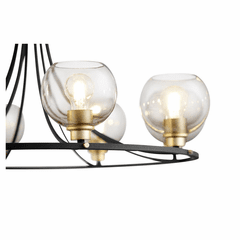 Quorum Clarion 8-LT Chandelier - Noir w/ Aged Brass - 672-8-6980