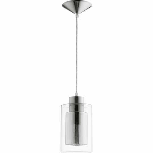 Quorum Clear/Ch Stripe Pendant - Satin Nickel - 882-3765