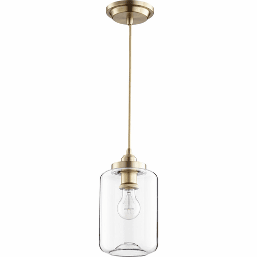 Quorum Clear Filament Pendant 6" - Aged Brass - 846-80
