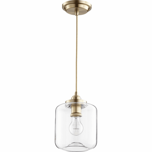 Quorum Clear Filament Pendant 7" - Aged Brass - 845-80
