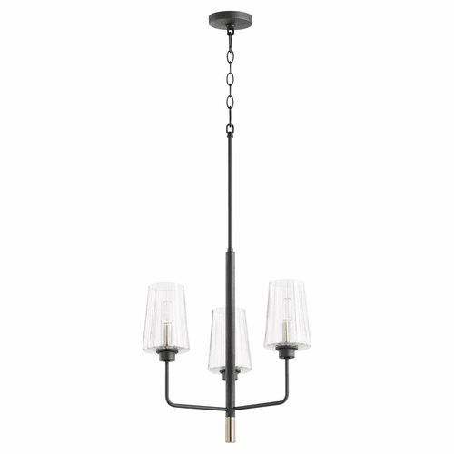 Quorum Dalia 3-LT Chandelier - Noir w/Aged Brass - 625-3-6980