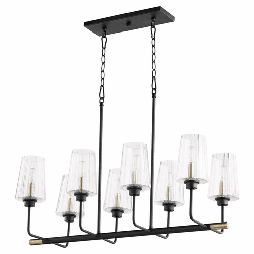 Quorum Dalia 8-LT Linear Chandelier - Noir w/Aged Brass - 626-8-6980