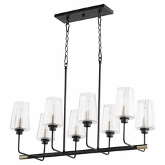 Quorum Dalia 8-LT Linear Chandelier - Noir w/Aged Brass - 626-8-6980