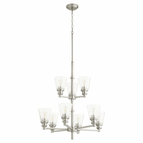 Quorum Dunbar 9-LT Chandelier - Satin Nickel  - 609-9-65