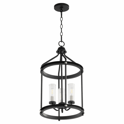 Quorum Empire 3-LT Entry Light - Noir W/ Aged Brass - 829-3-6980