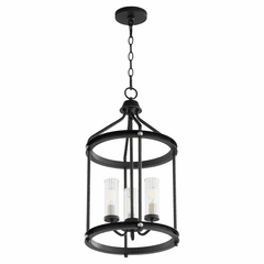 Quorum Empire 3-LT Entry Light - Noir W/ Aged Brass - 829-3-6980
