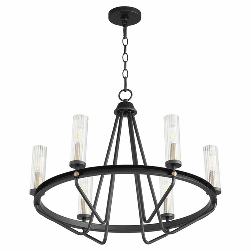 Quorum Empire 6-LT Chandelier - Noir W/ Aged Brass - 629-6-6980