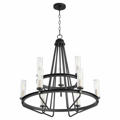 Quorum Empire 9-LT (6+3) Chandelier - Noir W/ Aged Brass - 629-96980