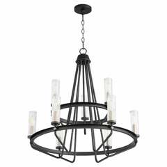 Quorum Empire 9-LT (6+3) Chandelier - Noir W/ Aged Brass - 629-96980 Quorum Empire 9-LT (6+3) Chandelier - Noir W/ Aged Brass - 629-96980