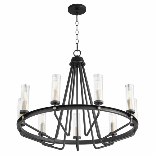 Quorum Empire 9-LT Chandelier - Noir W/ Aged Brass - 629-9-6980