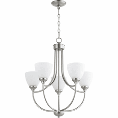 Quorum Enclave 5-LT Chandelier - Satin Nickel - 6059-5-65 Quorum Enclave 5-LT Chandelier - Satin Nickel - 6059-5-65
