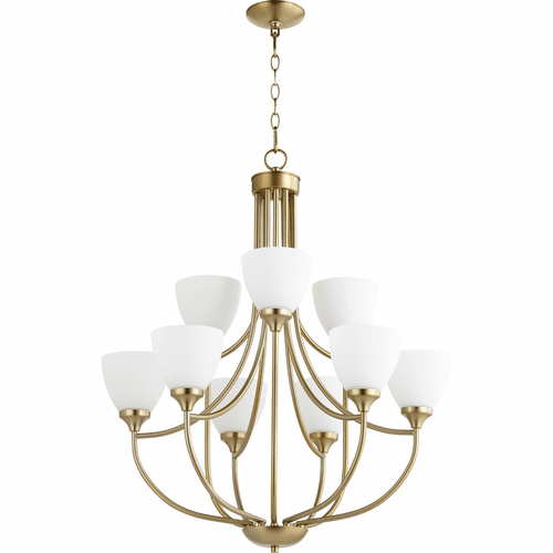 Quorum Enclave 9-LT Chandelier - Aged Brass - 6059-9-80