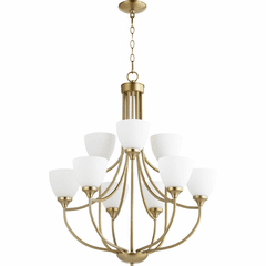 Quorum Enclave 9-LT Chandelier - Aged Brass - 6059-9-80