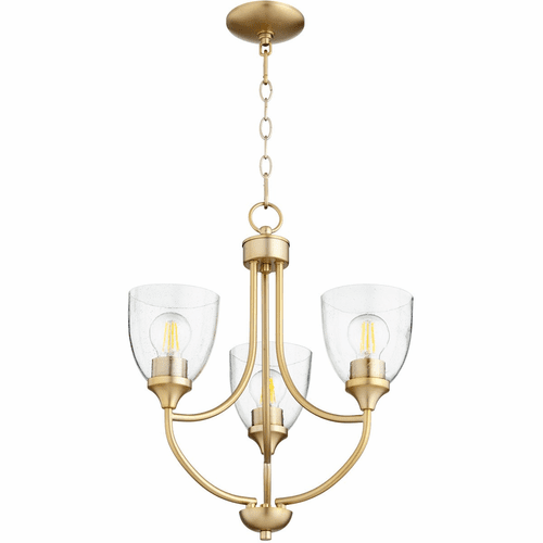 Quorum Enclave Chandelier - Aged Brass W/ Clear/Seeded - 6059-3-280