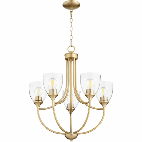 Quorum Enclave Chandelier - Aged Brass W/ Clear/Seeded - 6059-5-280