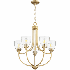 Quorum Enclave Chandelier - Aged Brass W/ Clear/Seeded - 6059-5-280