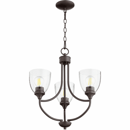 Quorum Enclave Chandelier - Oiled Bronze W/ Clear/Seeded - 6059-3-286