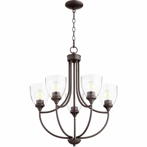 Quorum Enclave Chandelier - Oiled Bronze W/ Clear/Seeded - 6059-5-286
