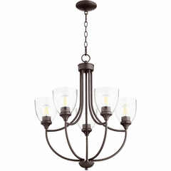 Quorum Enclave Chandelier - Oiled Bronze W/ Clear/Seeded - 6059-5-286