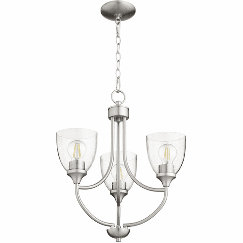 Quorum Enclave Chandelier - Satin Nickel W/ Clear/Seeded - 6059-3-265