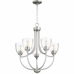 Quorum Enclave Chandelier - Satin Nickel W/ Clear/Seeded - 6059-5-265 Quorum Enclave Chandelier - Satin Nickel W/ Clear/Seeded - 6059-5-265
