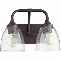 Quorum Enclave Vanity - Oiled Bronze W/ Clear/Seeded - 5059-2-286 Quorum Enclave Vanity - Oiled Bronze W/ Clear/Seeded - 5059-2-286