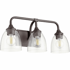 Quorum Enclave Vanity - Oiled Bronze W/ Clear/Seeded - 5059-3-286 Quorum Enclave Vanity - Oiled Bronze W/ Clear/Seeded - 5059-3-286