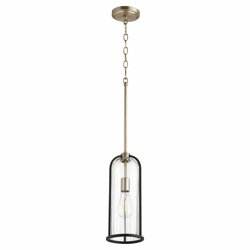 Quorum Espy 1-LT Pendant - Noir w/Aged Brass - 307-6980