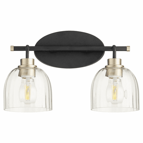 Quorum Espy 2-LT Bath Vanity Light - Noir w/Aged Brass - 507-2-6980