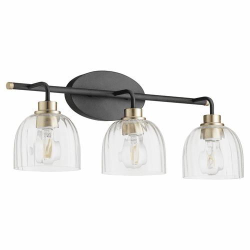 Quorum Espy 3-LT Bath Vanity Light - Noir w/Aged Brass - 507-3-6980