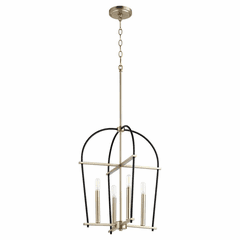 Quorum Espy 4-LT Entry & Foyer Light - Noir w/Aged Brass - 687-4-6980