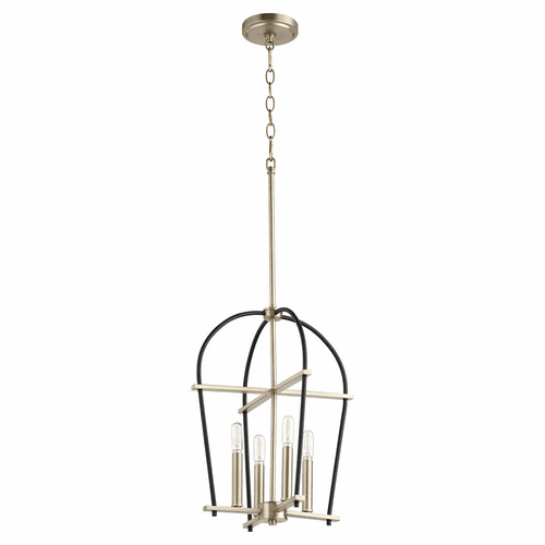 Quorum Espy 4-LT Entry & Foyer Light - Noir w/Aged Brass - 687-6980