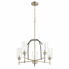 Quorum Espy 5-LT Chandelier - Noir w/Aged Brass - 607-5-6980 Quorum Espy 5-LT Chandelier - Noir w/Aged Brass - 607-5-6980