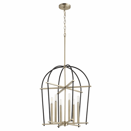 Quorum Espy 6-LT Entry & Foyer Light - Noir w/Aged Brass - 687-6-6980
